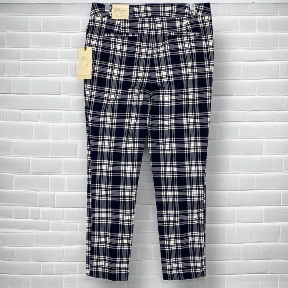 NWT Eliane Rose Plaid Navy White Classic Fit Pant Sz 10